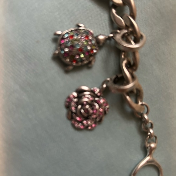 Fossil Silver Charm Bracelet with Pink and Purple Accents - Picture 4 of 12